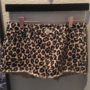 Juicy Couture Leopard Raw Hem Denim Shorts Size 26